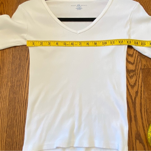 Bundle of 2 Bandy Melville Long sleeved White Shirts Tees Ribbed Waffle - Picture 10 of 13